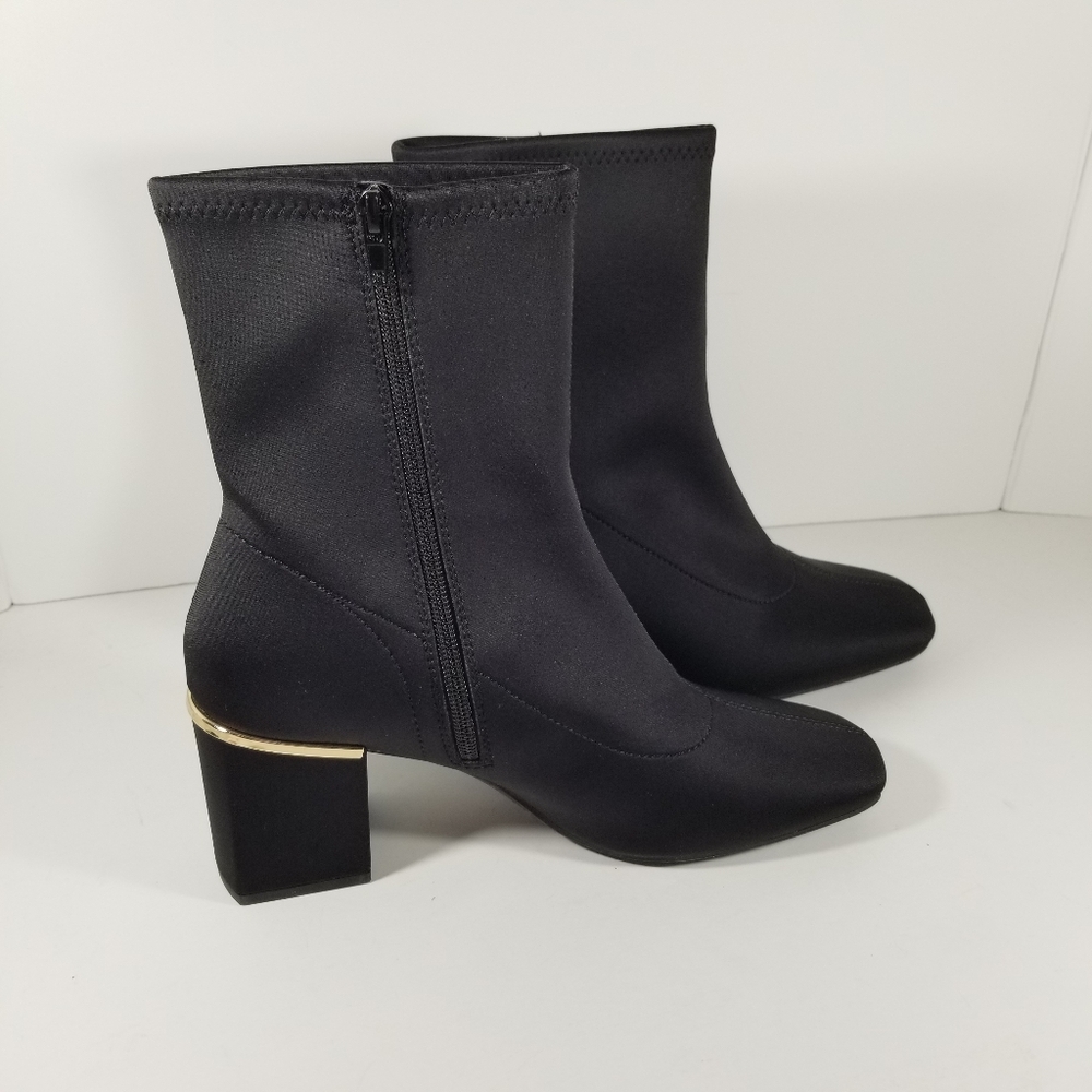 Liz Claiborne Boots Women's 10M Wonderful Black Gold Accent Side Zip Memory Foam